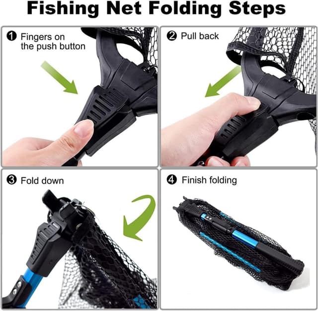 Detalle 2 de Senston Falt-Kescher mit Teleskopstangengriff für Kajak, Salmon, Catfish, Bass & Trout