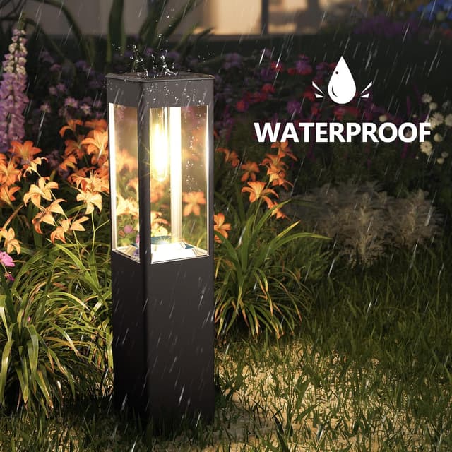 Detalle de Joomer Solarlampen für Außen Garten – LED Solarleuchten (Warmweiß), 4er-Set, wetterfest