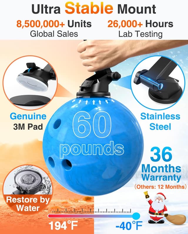 Detalle 2 de VANMASS Handyhalterung Auto 3-in-1 für Lüftung & Saugnapf (Silikon, flexibel einstellbar) – für iPhone & Android