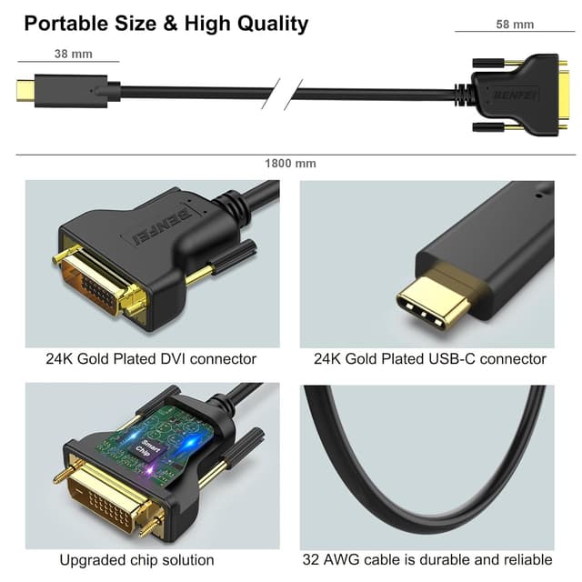 Thumbnail 5 de BENFEI USB C auf DVI Kabel 1,8m