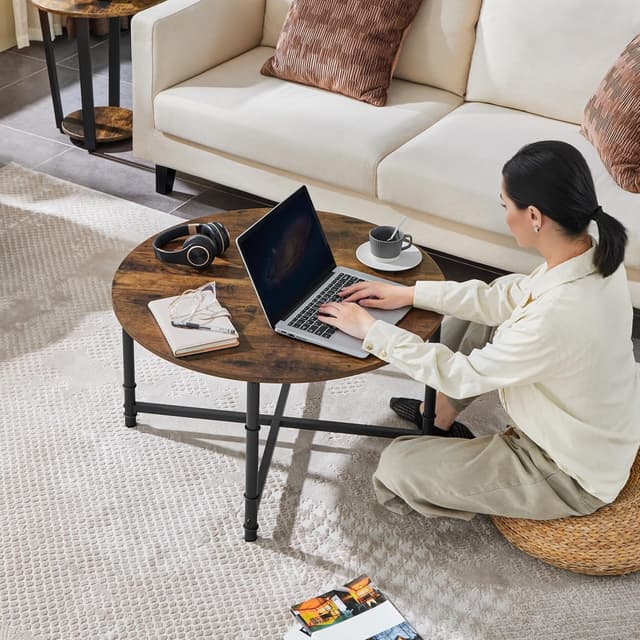 Thumbnail 1 de Yaheetech Mesa de Centro Redonda 80 cm