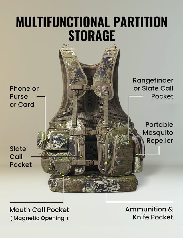 Detalle de TIDEWE Vest with Seat (Strut Camo) with Game Pouch and Kickstand