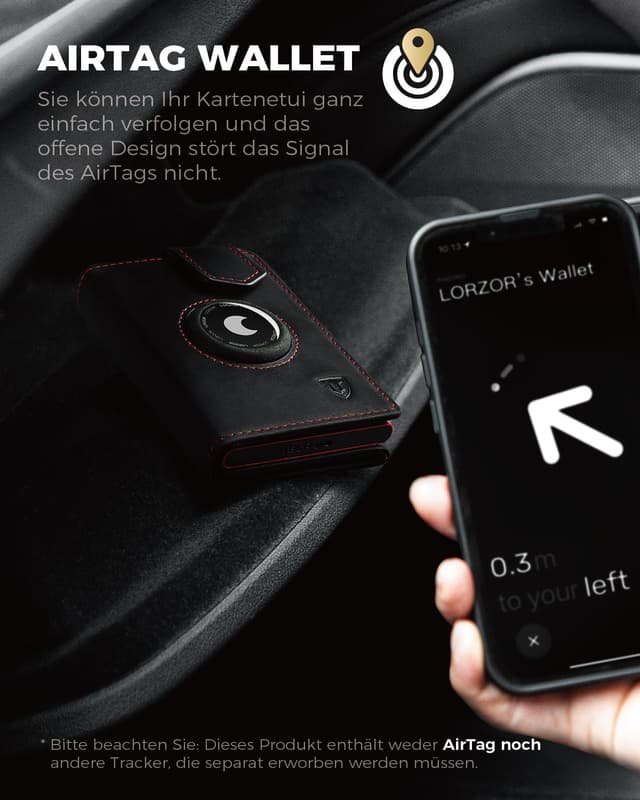 Thumbnail 6 de LORZOR Airtag Wallet Slim Rot 10 Karten