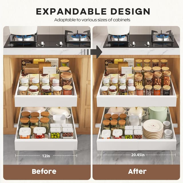 Detalle de Seinloes 2-Pack Pull-Out Cabinet Organizers with 21" Depth