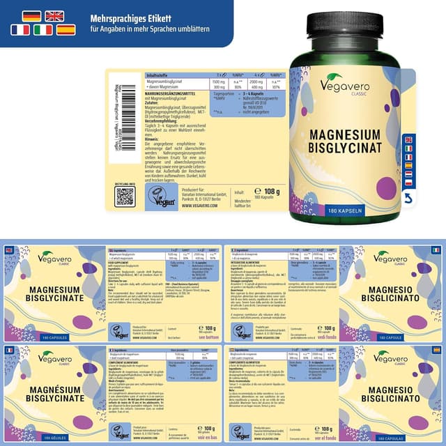 Thumbnail 5 de Vegavero Magnesium Bisglycinat 400 mg Kapseln 💊