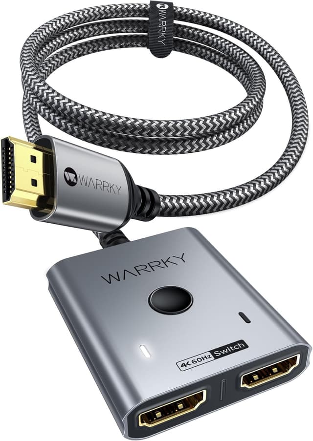 Detalle de WARRKY HDMI Switch 4K 60Hz / 2K 144Hz Bidirectional (2-in-1, 1 display) in aluminium case