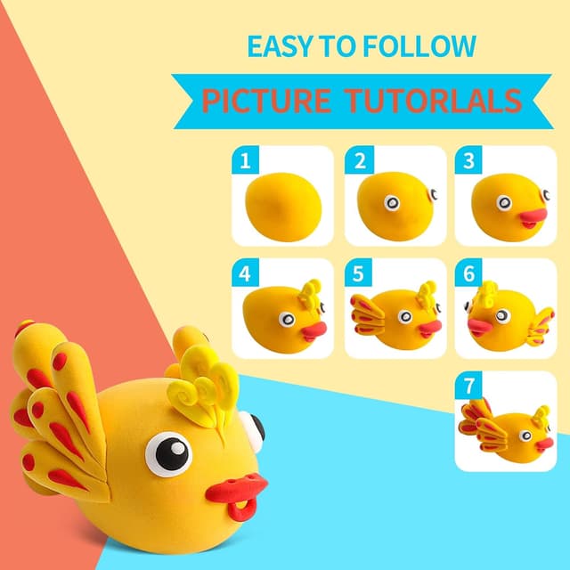 Detalle de QMAY Air Dry Clay 24-colour modelling set 🎨