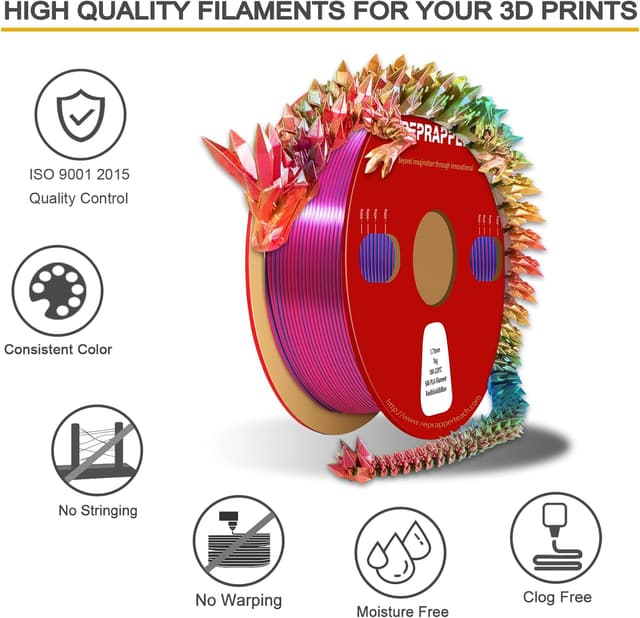 Thumbnail 5 de Reprapper PLA Filament 1.75mm Red/Gold/Blue