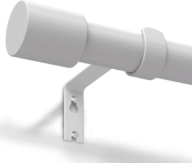 Detalle de GEEBOBO Gardinenstange Weiß verstellbar 76–380 cm, 19 mm Durchmesser (für Schlafzimmer, Wohnzimmer & Küche)