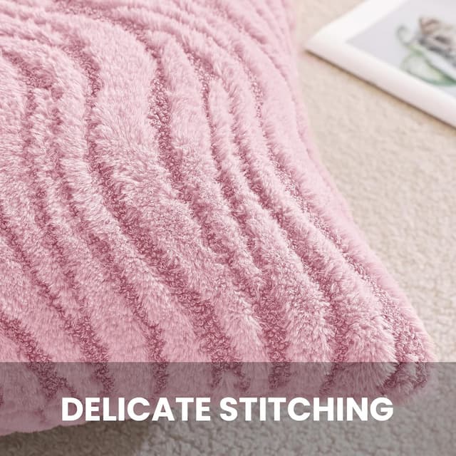 Thumbnail 6 de Lot de 2 housses de coussin Ystyle 40x40 cm en peluche Water Ripple (rose)