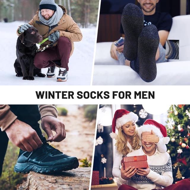 Detalle de SIMIYA Merino Wool Socks for Men (5 Pairs) – thick thermal crew hiking socks