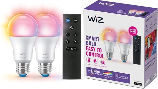 Imagen de WiZ Pack 2 bombillas LED E27 con mando a distancia 🌈 en OfertitasTOP