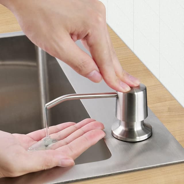 Detalle 2 de Distributeur de savon encastrable AIKE 500 ml en acier inoxydable (SUS304) pour évier