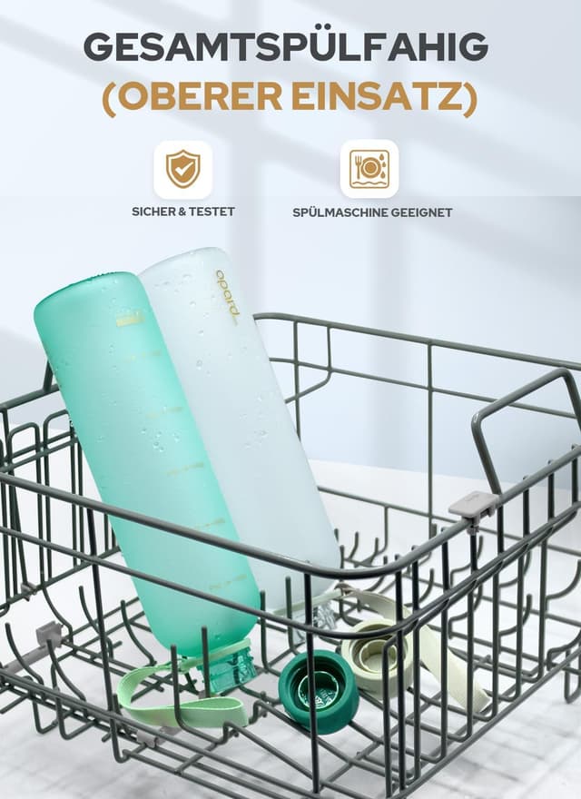 Detalle de Opard Slim Pro Trinkflasche 1 l – kohlensäuregeeignet, auslaufsicherer Schraubverschluss & griffiger Gummihandgriff