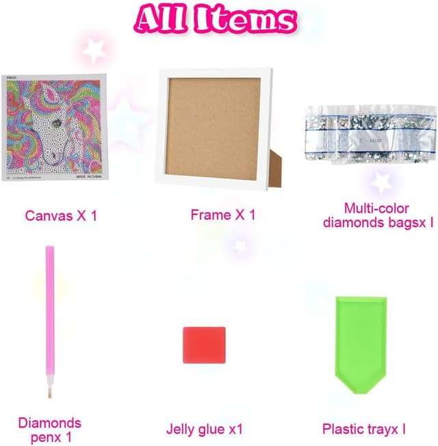 Thumbnail 6 de AUAUY Diamond Painting Kit 5D con cornice in legno (tema unicorno)