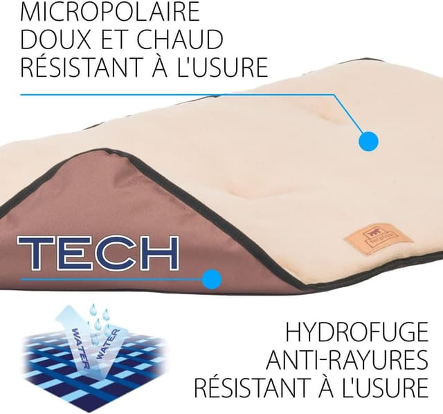 Detalle de Ferplast Jolly Microfleece Lit pour Chien Grand double face anti-rayures et imperméable – Marron