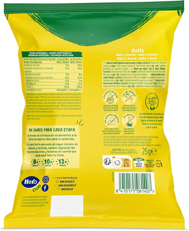 Thumbnail 2 de Hero Solo Puff Snack 5x25 g para bebés 🍪