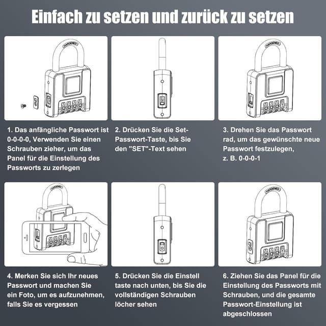 Thumbnail 6 de Diyife Zahlenschloss 4-stellig 51 mm Schloss