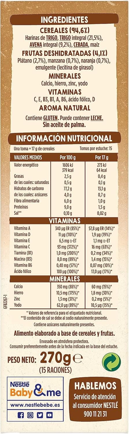Thumbnail 1 de Nestlé 0% Papilla de Cereales Multicereales con Frutas 🍎