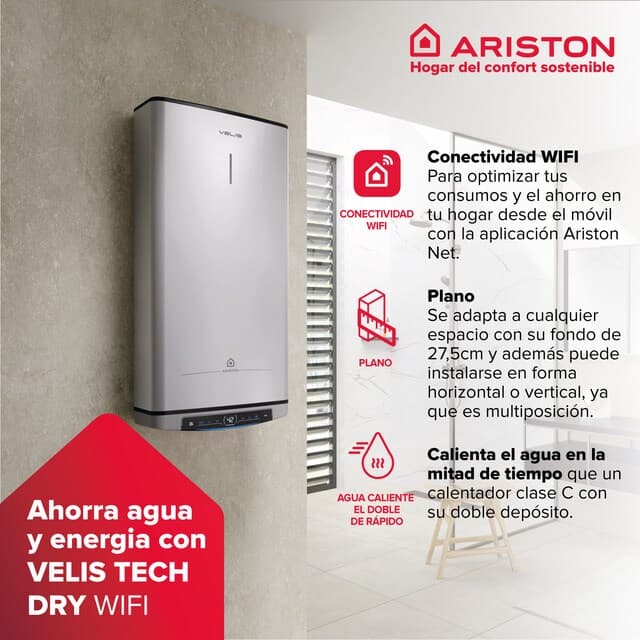 Detalle de Ariston VELIS DRY WIFI termo eléctrico 50 litros
