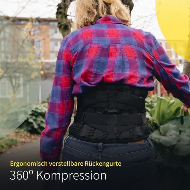 Detalle de BraceUP Rückenstütze mit Lumbalkissen – Rückenstüzgürtel zur Entlastung der Lenden (XXL 110–135 cm)