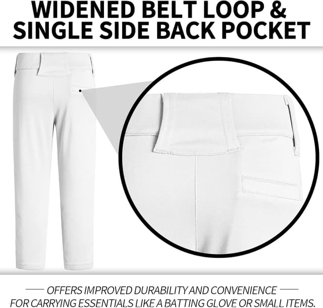 Detalle 2 de QBK Youth Baseball Pants for Ages 2T–17 (Toddler to Youth)