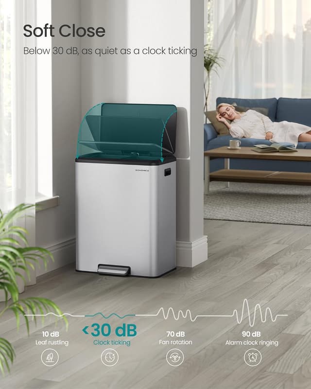 Thumbnail 2 de SONGMICS Kitchen Bin 2 x 8 Gal Double Rubbish Bin