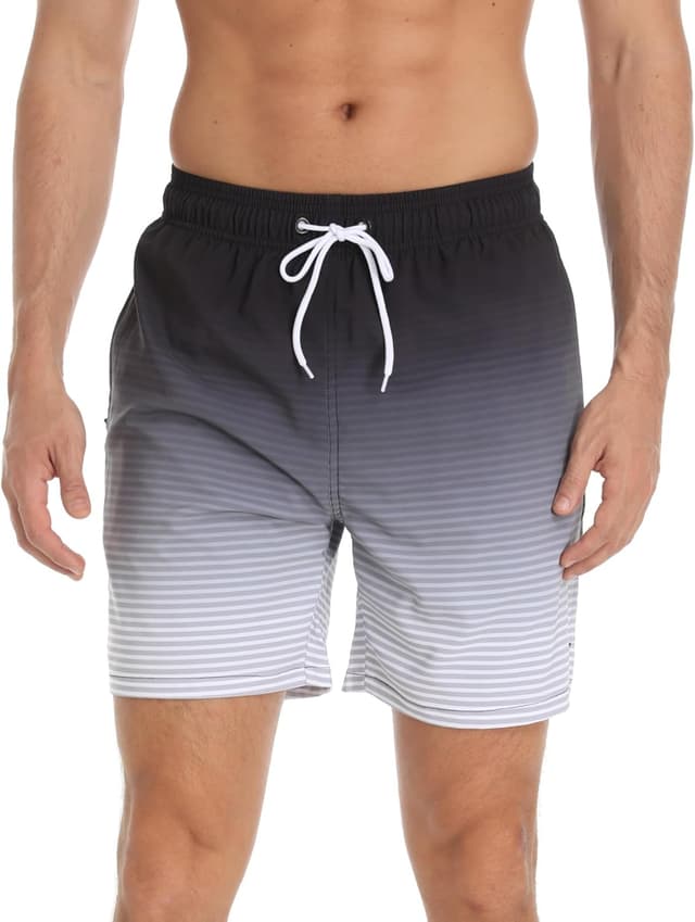 Detalle 2 de Kfnire Costume da bagno uomo a rapido asciugatura 2 in 1 con fodera a compressione e tasche con cerniera