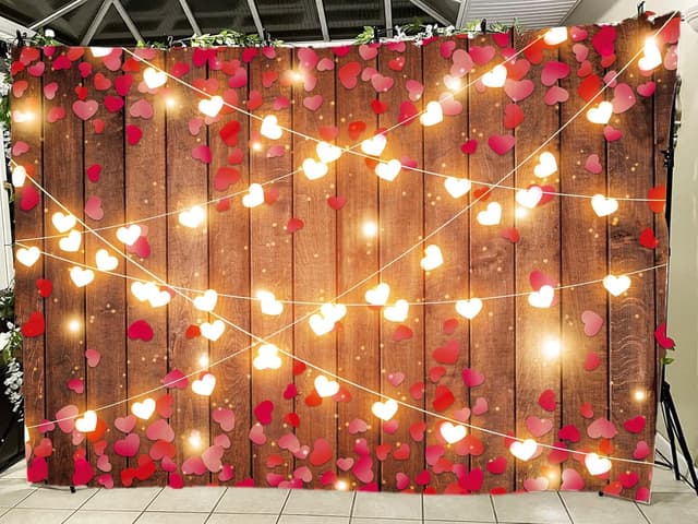 Detalle 2 de BINQOO 7x5ft Red Love Heart Photography Backdrop