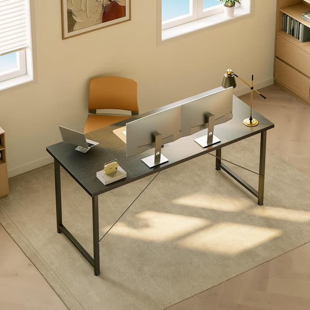 Detalle 2 de ODK Scrivania da ufficio 140x50 cm piccola per computer, finitura nero