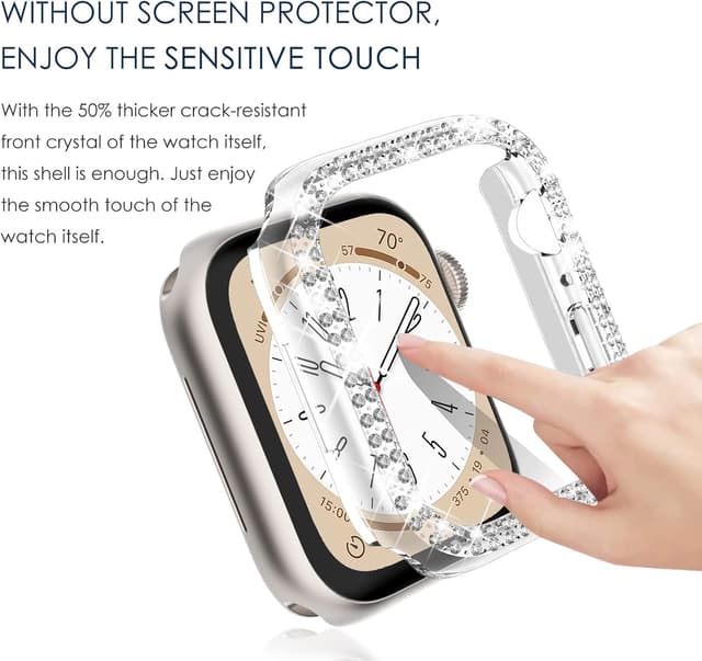 Detalle 2 de NewWays 2-Pack Women Bling Case for Apple Watch 45mm (Series 9/8/7) – Black & Clear