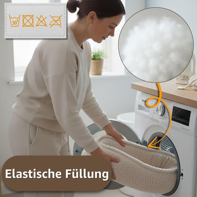 Detalle de Totsy Baby Babynestchen aus Bouclé – tragbares Nest für Neugeborene, cremefarben