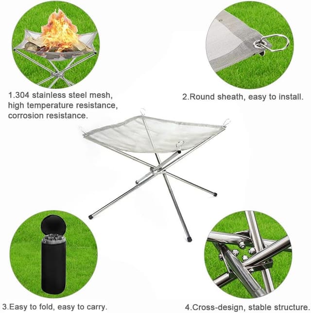 Thumbnail 3 de Portable Fire Pit 42 cm Stainless Steel Foldable