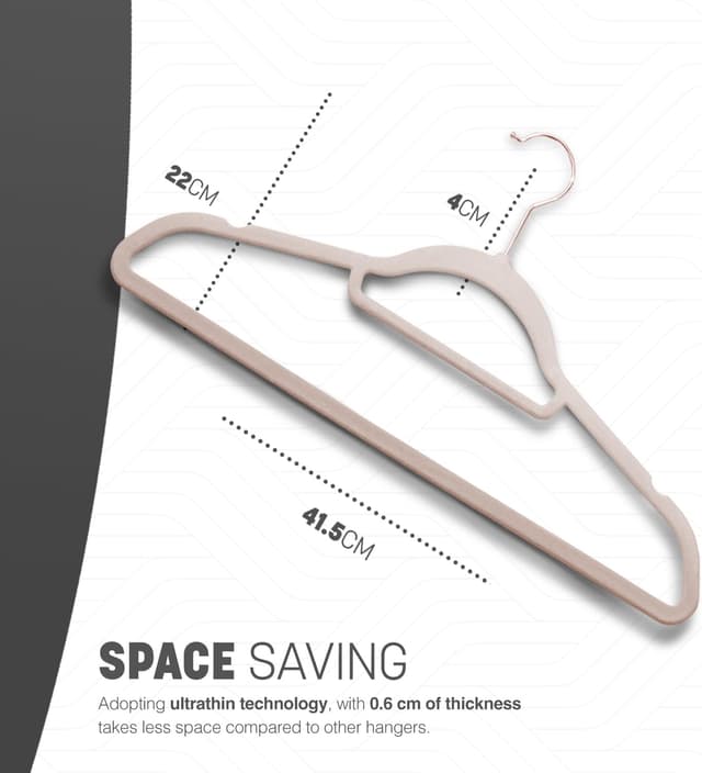 Detalle de KEPLIN Velvet Hangers 50 Pack (Blush Pink) – Non-slip velvet coat hangers with tie bar and 360° hook