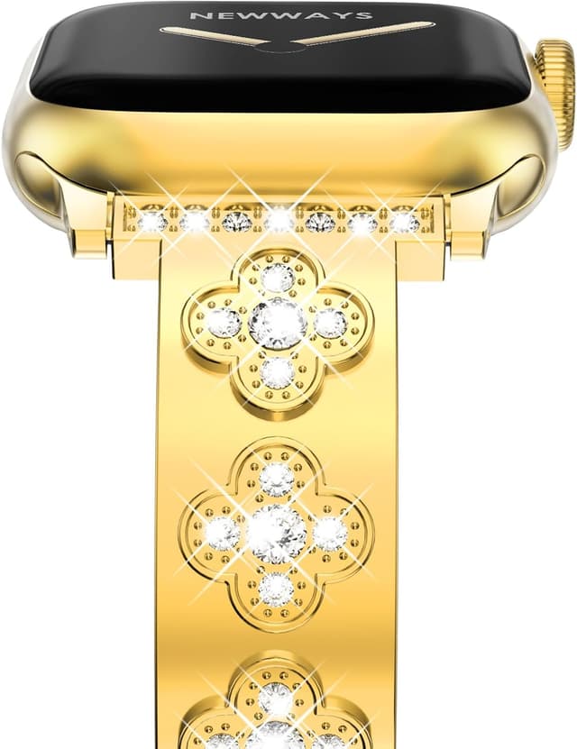 Detalle de NewWays Bling Straps stainless steel bracelet strap for Apple Watch (Gold, 38–42mm)