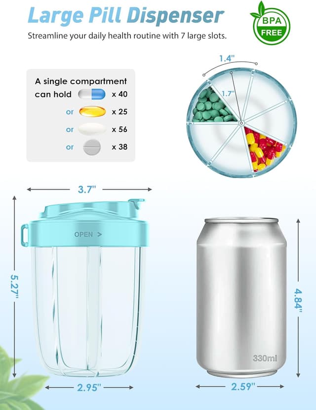 Thumbnail 3 de Large Pill Dispenser 7-Day Organizer 💊