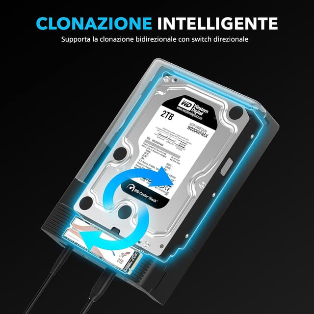 Thumbnail 6 de SABRENT DS-UFNC docking station USB-C per SSD M.2 NVMe e HDD/SSD SATA 2,5"/3,5" con clonazione offline