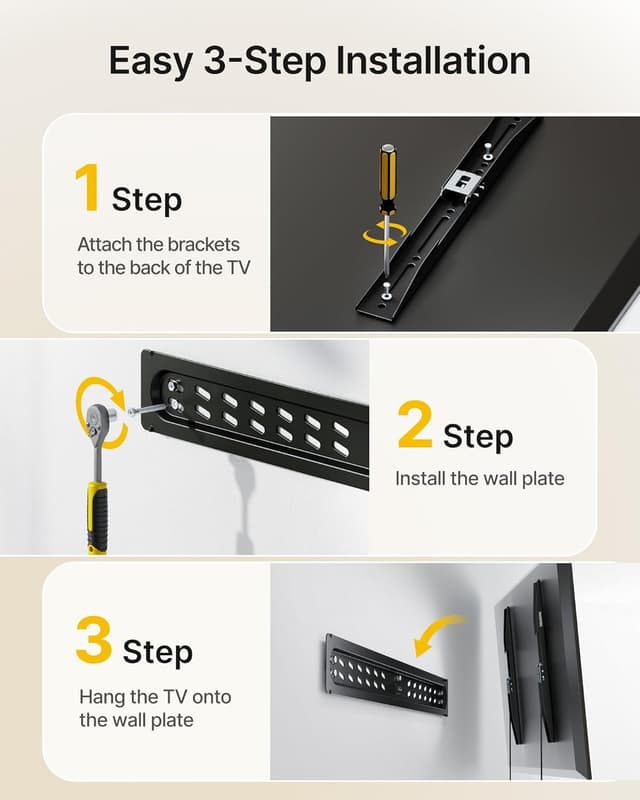 Detalle de monTEK Ultra Slim Fixed TV Wall Mount (0.95 in low-profile, for 43–95" TVs) up to 150 lbs