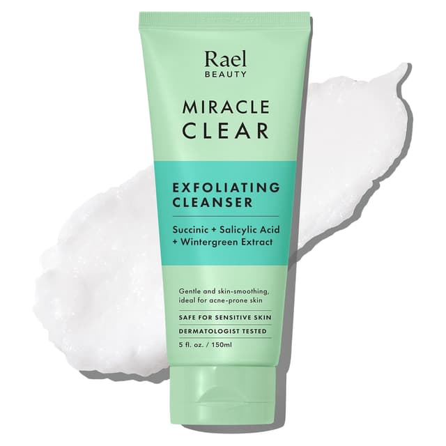 Detalle de Rael Miracle Clear Facial Cleanser (Salicylic + Succinic Acid) for Oily & Combination Skin, Makeup Removing Exfoliating Face Wash