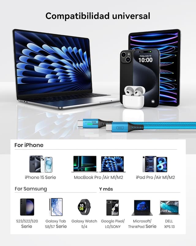 Thumbnail 5 de INIU 100W USB-C Cable 6.6ft 2-Pack for Fast Charging 🔌