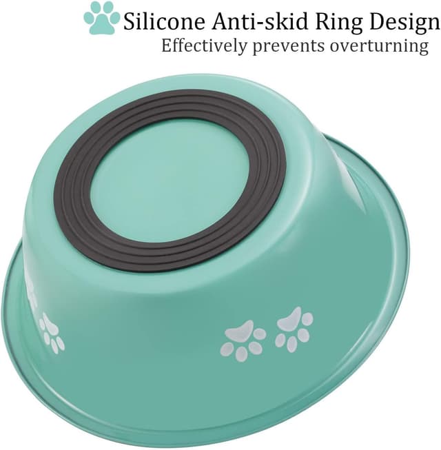 Detalle 2 de 2 Pack Stainless Steel Dog Bowls with Non-Slip Bottom – 8 inch metal bowls for medium to large dogs