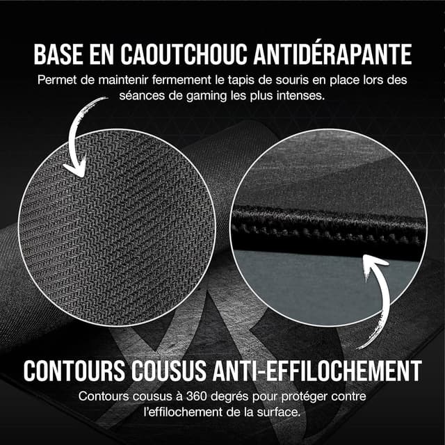 Detalle de Corsair MM300 PRO : tapis de souris gaming étendu 93 x 30 cm, tissu micro-maille et base antidérapante