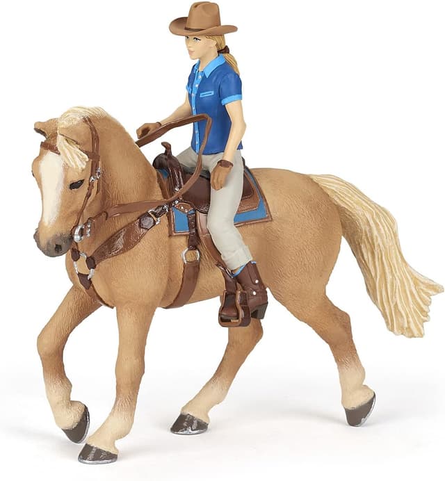 Detalle de Figurine animal Papo Cheval et Cavalier Western (Far West) – jouet enfant dès 3 ans, peinte à la main