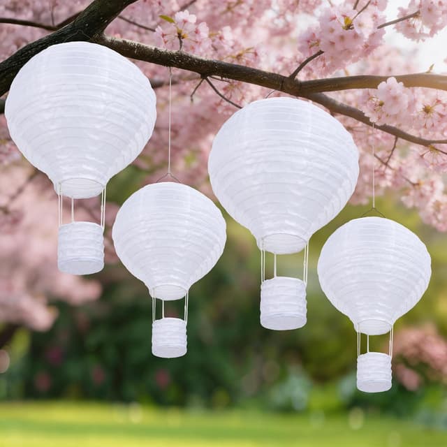 Detalle de Qedertek Solarlampen für außen – hängende Lampions im 4er-Set (30 cm) mit flackernder LED „Flamme“