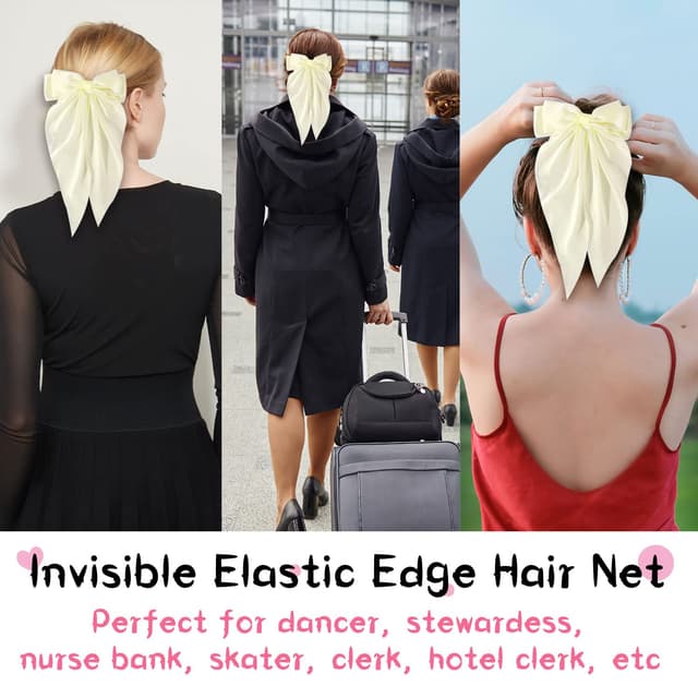 Detalle 1 de Haarspange mit Schleife 35 cm Cremeweiß