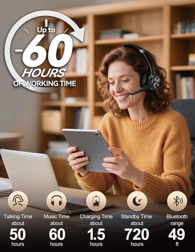 Detalle de TECKNET Bluetooth Headset 50h