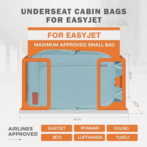 Detalle de VMIKIV Mochila de cabina 45x36x20 cm para avión (Easyjet) 32 L con apertura 180° y bolsillos