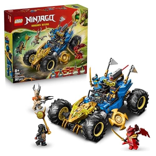 Detalle de LEGO Ninjago 2en1 Coche Transformable de Jay (71856): camión con 5 minifiguras, Kai y Nya