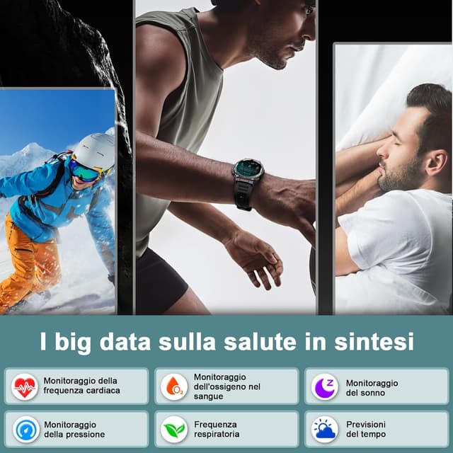 Detalle de IOWODO Smartwatch Uomo con chiamate Bluetooth, cardio, SpO2 e 100+ modalità sport