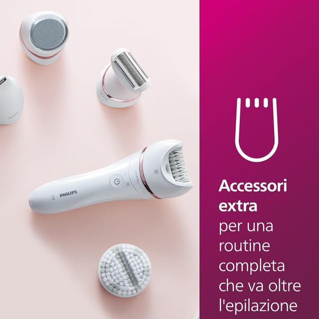 Detalle de Philips Epilator Series 8000 BRE740/10 Wet & Dry cordless con 9 accessori per gambe e corpo